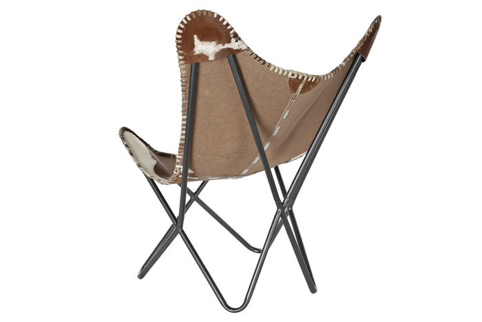 DKD Home Decor Sillón Colonial Marrón Blanco Piel Hierro 70x70x90 cm