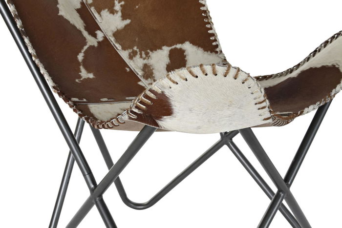 DKD Home Decor Sillón Colonial Marrón Blanco Piel Hierro 70x70x90 cm