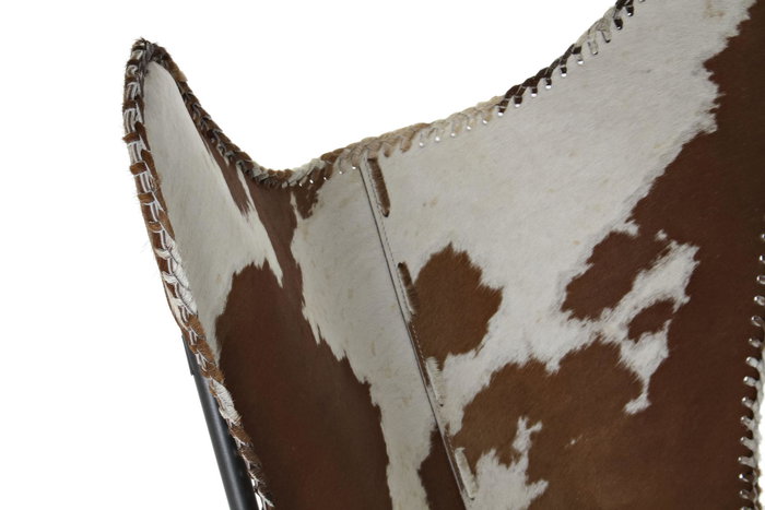 DKD Home Decor Sillón Colonial Marrón Blanco Piel Hierro 70x70x90 cm