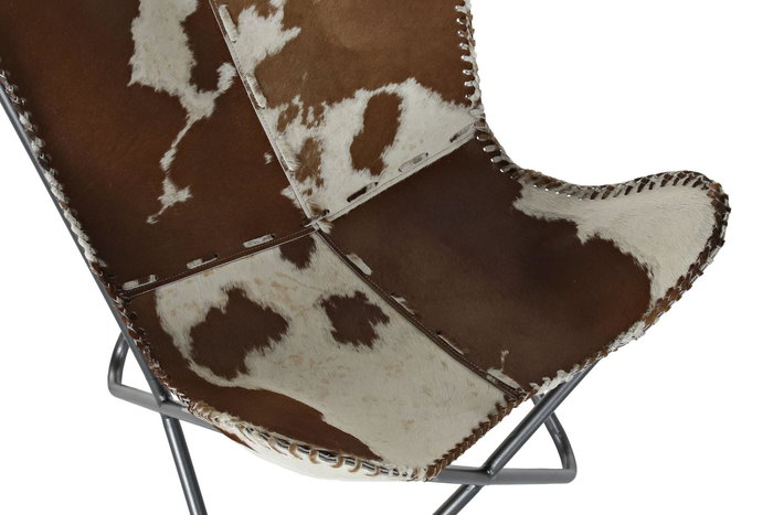 DKD Home Decor Sillón Colonial Marrón Blanco Piel Hierro 70x70x90 cm