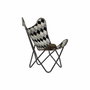 DKD Home Decor Sillón de Piel Marrón con Diseño de Rombos y Estructura de Hierro