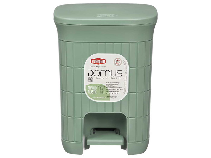 Stefanplast Papelera Domus con pedal, cubo interior extraíble, 6L, Verde Menta, plástico PP, 20.5x27x20.5 cm (Set de 6)