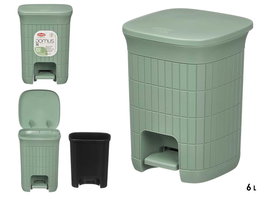 Stefanplast Papelera Domus con pedal, cubo interior extraíble, 6L, Verde Menta, plástico PP, 20.5x27x20.5 cm (Set de 6)