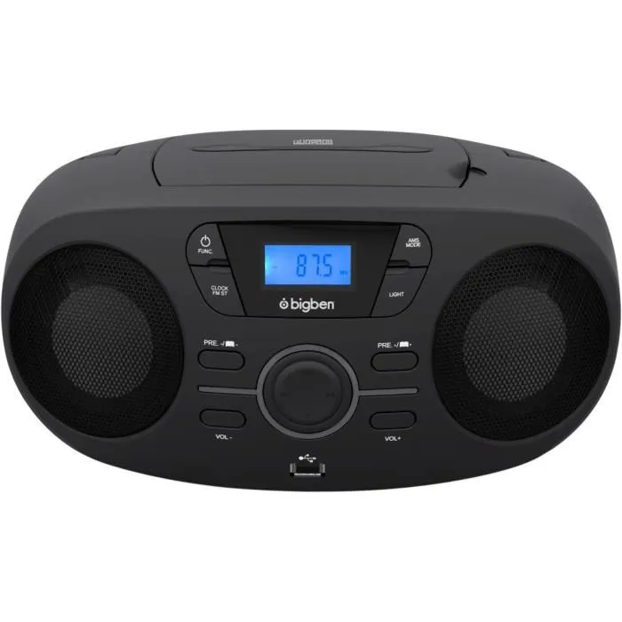 BIGBEN CD61NUSB Reproductor portátil de CD / USB / RADIO con efectos de luz - Negro