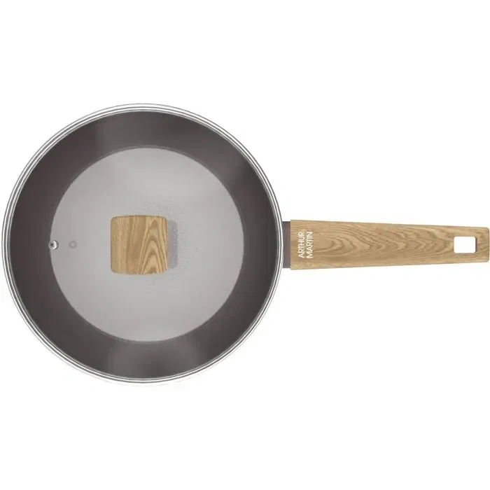 Arthur Martin Sartén AM9910 Ø 24 cm Cerámica Inducción Tapa Cesta Acero Inoxidable Topo