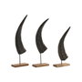 DKD Home Decor Set de Decoración de 3 Cuernos de Búfalo con Soporte