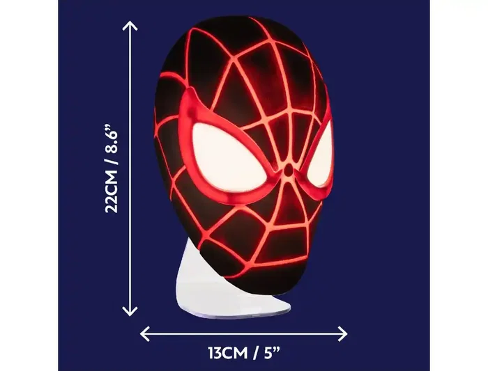Wondee Lampara Mascara Miles Morales Spider-Man, Luz Decorativa LED 5W, 180 Lumenes, 180x115x175 mm