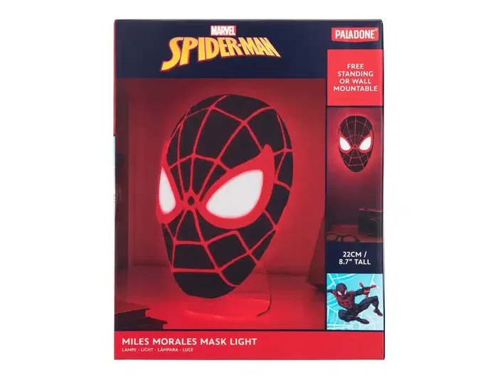 Wondee Lampara Mascara Miles Morales Spider-Man, Luz Decorativa LED 5W, 180 Lumenes, 180x115x175 mm