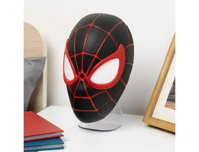Wondee Lampara Mascara Miles Morales Spider-Man, Luz Decorativa LED 5W, 180 Lumenes, 180x115x175 mm