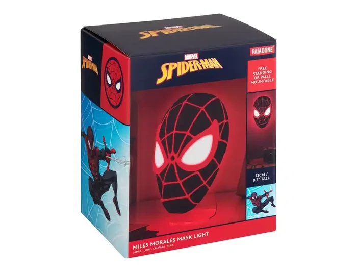 Wondee Lampara Mascara Miles Morales Spider-Man, Luz Decorativa LED 5W, 180 Lumenes, 180x115x175 mm