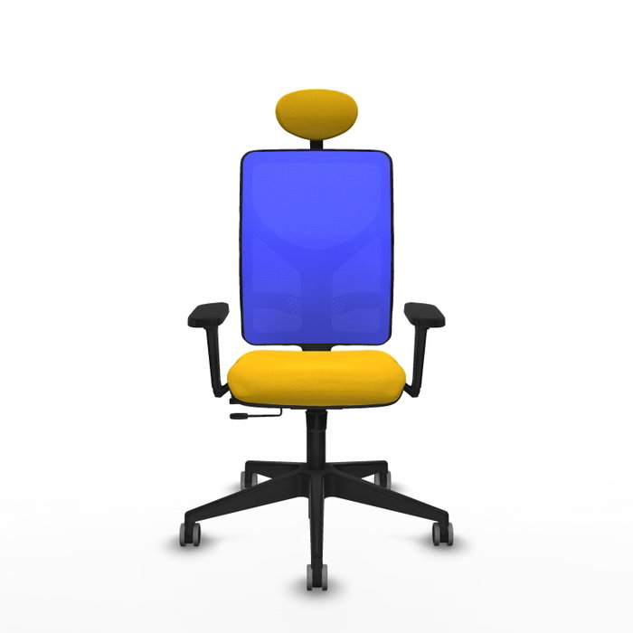 PIQUERAS Y CRESPO Silla de oficina Motilla con mecanismo Sincro/Traslack, Amarillo y Azul