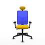 PIQUERAS Y CRESPO Silla de oficina Motilla con mecanismo Sincro/Traslack, Amarillo y Azul