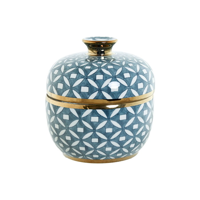 DKD Home Decor Tibor de Porcelana Azul y Dorado