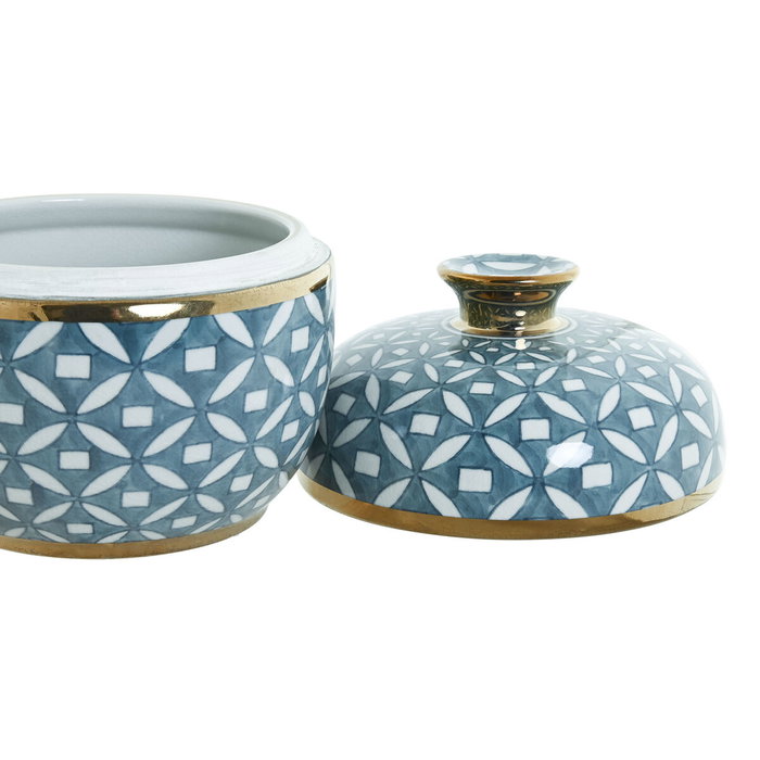 DKD Home Decor Tibor de Porcelana Azul y Dorado