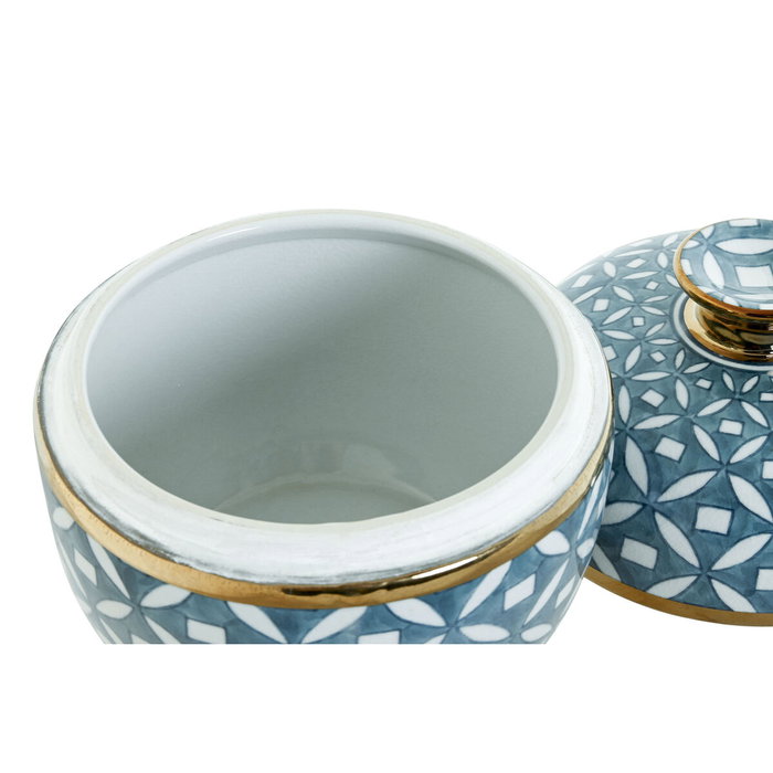 DKD Home Decor Tibor de Porcelana Azul y Dorado