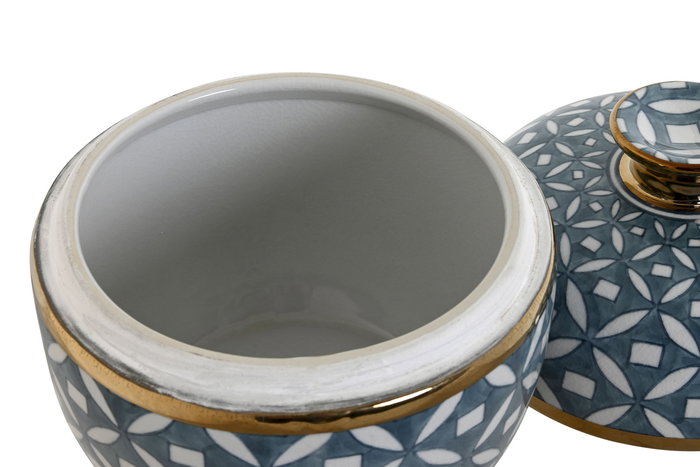 DKD Home Decor Tibor Porcelana Azul Dorado 18.5 x 20 x 18.5 cm