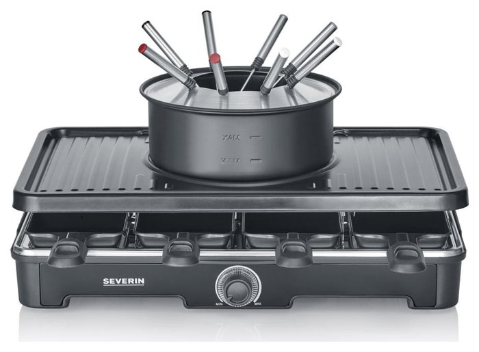 Severin Combo Raclette-Fondue RG2347 para 8 personas, Negro Severin Combo Raclette-Fondue RG2347 para 8 personas, Negro