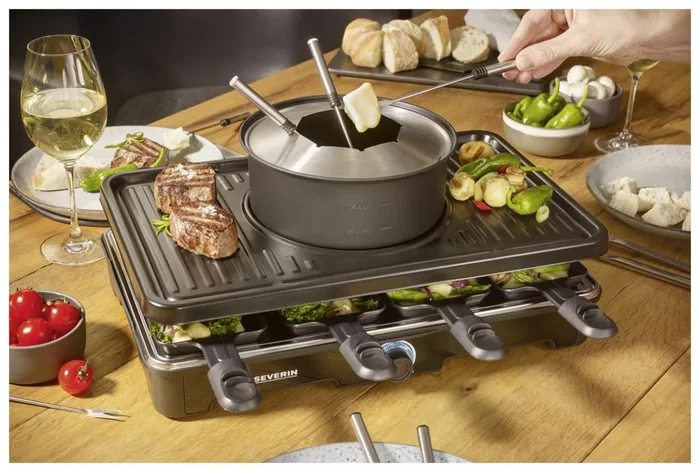Severin Combo Raclette-Fondue RG2347 para 8 personas, Negro Severin Combo Raclette-Fondue RG2347 para 8 personas, Negro