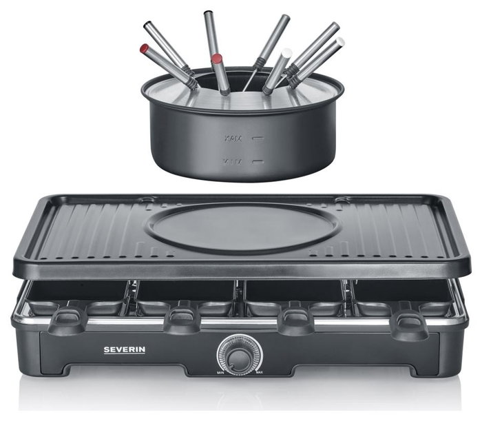 Severin Combo Raclette-Fondue RG2347 para 8 personas, Negro Severin Combo Raclette-Fondue RG2347 para 8 personas, Negro