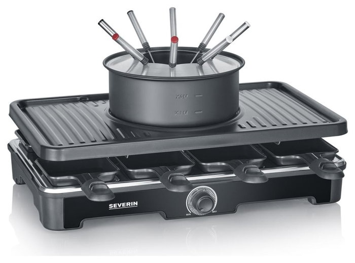 Severin Combo Raclette-Fondue RG2347 para 8 personas, Negro Severin Combo Raclette-Fondue RG2347 para 8 personas, Negro