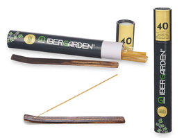 Ibergarden 40 Barritas de Incienso Citronela Soporte Madera 4.5x32x4.5 cm (Set de 24)