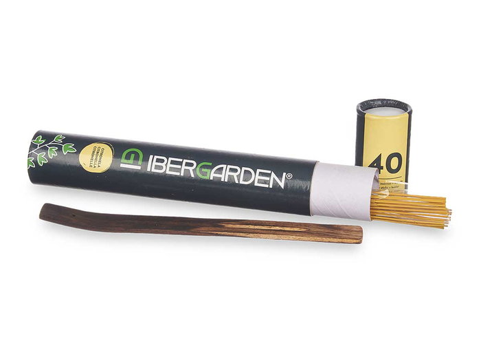 Ibergarden 40 Barritas de Incienso Citronela Soporte Madera 4.5x32x4.5 cm (Set de 24)