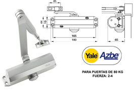 YALE Cierrapuertas 3500 Fuerza 2-4 Negro sin Retenedor