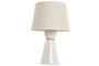 DKD Home Decor Lámpara de Sobremesa de Porcelana y Lino Blanco/Beige