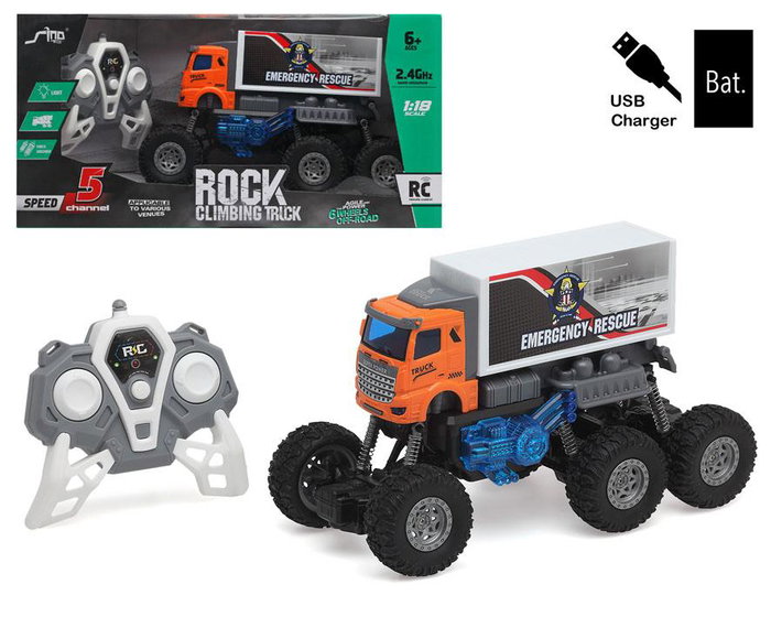 Camiones Radiocontrol Emergencia Rescate Escalada Roca Blanco 38x19 cm R-C Carg Y Bat 1 Set