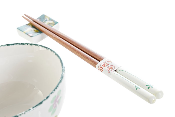 DKD Home Decor Set de Sushi de 6 Piezas en Porcelana y Madera Verde/Blanco, 25x25x6,5 cm