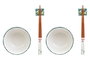 DKD Home Decor Set de Sushi de 6 Piezas en Porcelana y Madera Verde/Blanco, 25x25x6,5 cm