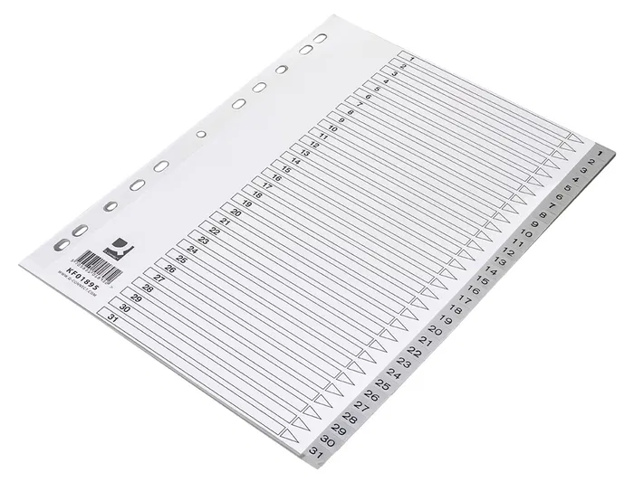Q-connect Separador Numérico 1-31 Din A4 Plástico Juego de 31 Separadores
