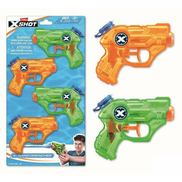 Zuru X-Shot Nano Drencher Pack de 4 Pistolas de Agua Zuru X-Shot Nano Drencher Pack de 4 Pistolas de Agua