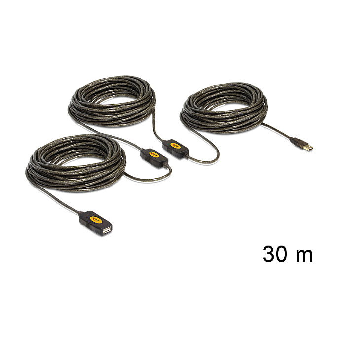 DeLOCK Cable de extensión USB 2.0 de 30m, USB A a USB A, Negro DeLOCK Cable de extensión USB 2.0 de 30m, USB A a USB A, Negro