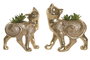 DKD Home Decor Planta Dorado Verde Gato Resina 18.5 x 8.5 x 19.5 cm (4 Unidades)