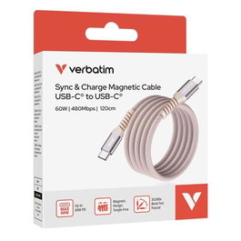 Verbatim Cable Magnético USB-C Macho a USB-C Macho Rosa 60W 1.20M