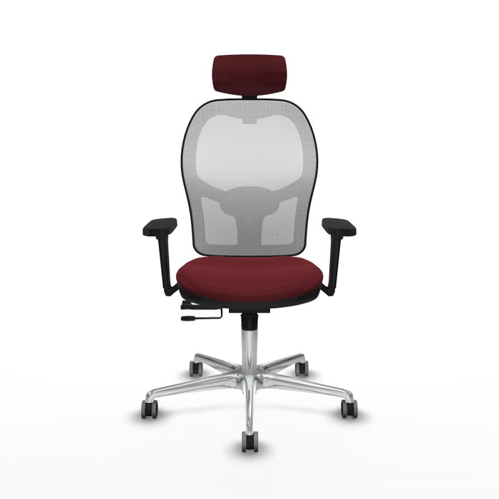 PIQUERAS Y CRESPO Silla de oficina Jorquera con mecanismo Sincro/Traslack, Granate y Blanco