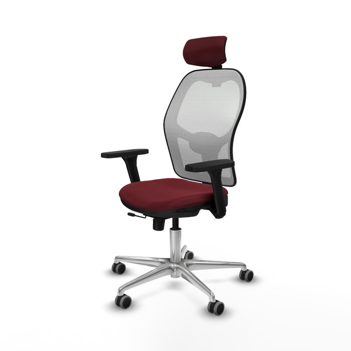 PIQUERAS Y CRESPO Silla de oficina Jorquera con mecanismo Sincro/Traslack, Granate y Blanco