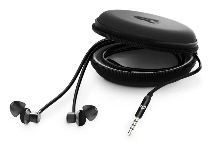 Energy Sistem Auriculares Metallized Intrauditivos con Cable, Micrófono Integrado, Control de Volumen, Negro - Para Música y Llamadas, Almohadillas Múltiples y Funda Incluida