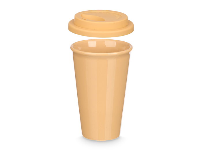 Vessia Vaso Tapa Silicona Beige 360 ml Porcelana con Silicona 11 x 15.8 x 10 cm (Set de 12)