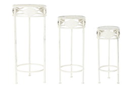 DKD Home Decor Set de 3 Mesas Auxiliares Metálicas Blanco
