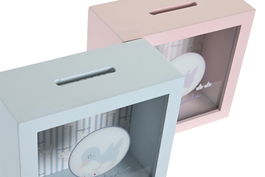 DKD Home Decor Hucha Baby Patito Lindo 23 Rosa Azul Multicolor 7 x 18 x 18 cm (6 Unidades)