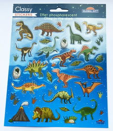 Stickers Grupo Global Gift Bolsa 1H Classy Dinosaurios Brillo En La Oscuridad