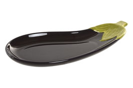DKD Home Decor Bandeja de Gres Berenjena Lila y Verde 26x11x2 cm