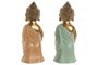DKD Home Decor Figura de Buda en Resina, Pack de 2, Rosa y Verde