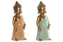 DKD Home Decor Figura de Buda en Resina, Pack de 2, Rosa y Verde