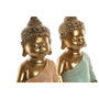 DKD Home Decor Figura de Buda en Resina, Pack de 2, Rosa y Verde