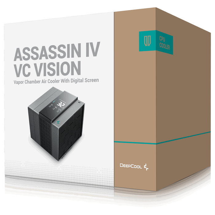 DeepCool ASSASSIN IV VC VISION Refrigerador de Aire para CPU con 2 Ventiladores (120/140 mm), PWM, TDP 300W, Compatible Intel LGA 1700/1851/2011/2066/1200, Negro