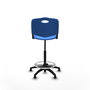 Taburete Robledo con mecanismo Giratorio de PVC color Azul. Equipado con Base poliamida negra, Sin brazosy Topes