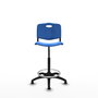 Taburete Robledo con mecanismo Giratorio de PVC color Azul. Equipado con Base poliamida negra, Sin brazosy Topes